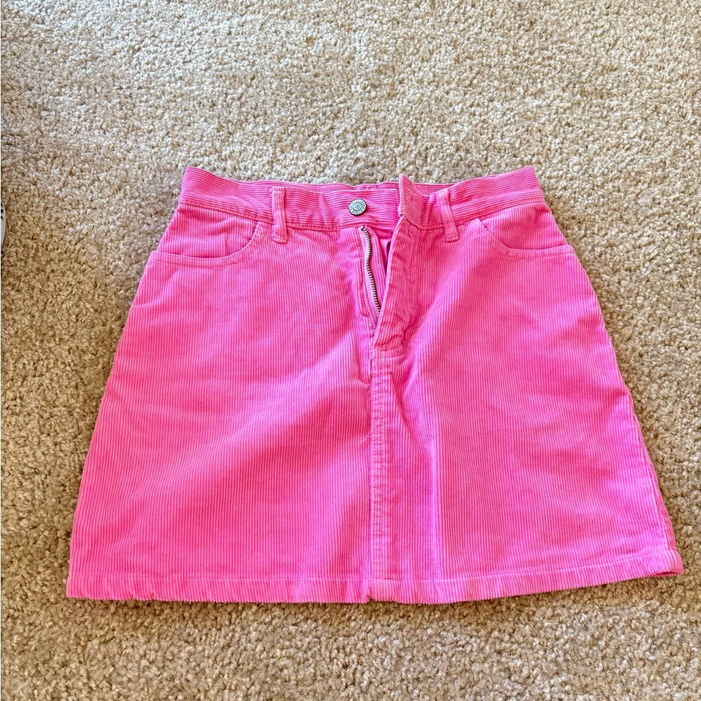 Brandy Melville Pink Corduroy Skirt
